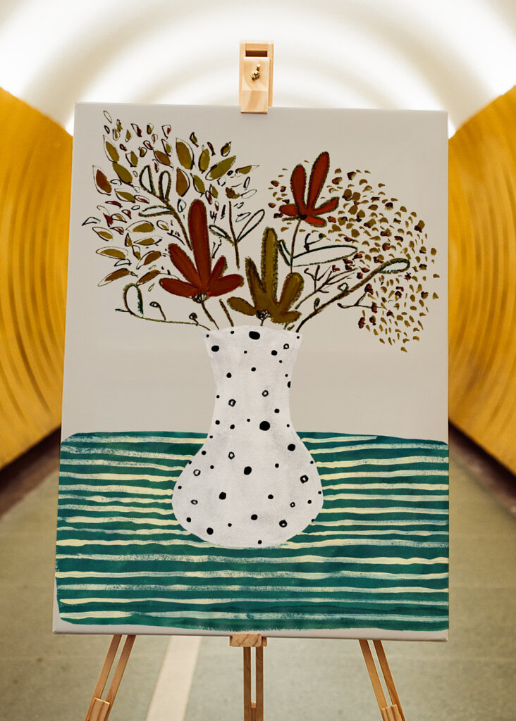 Potted Blooms Dotted Vase