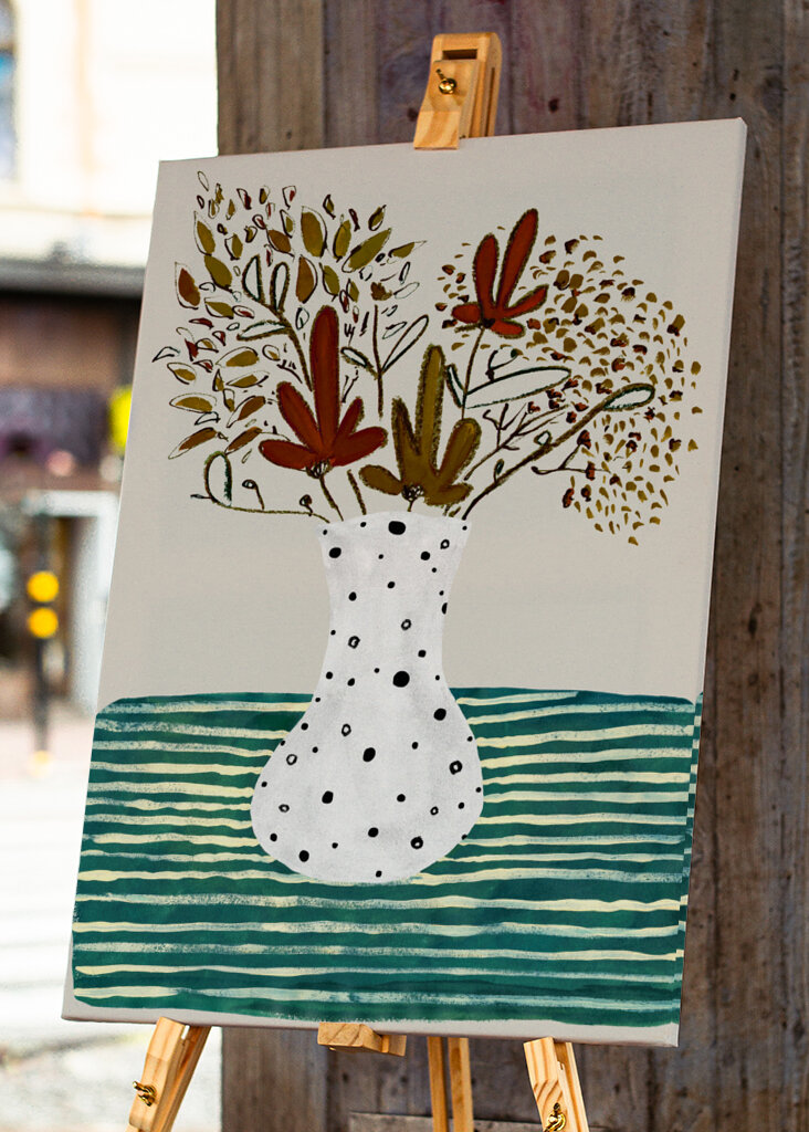 Potted Blooms Dotted Vase