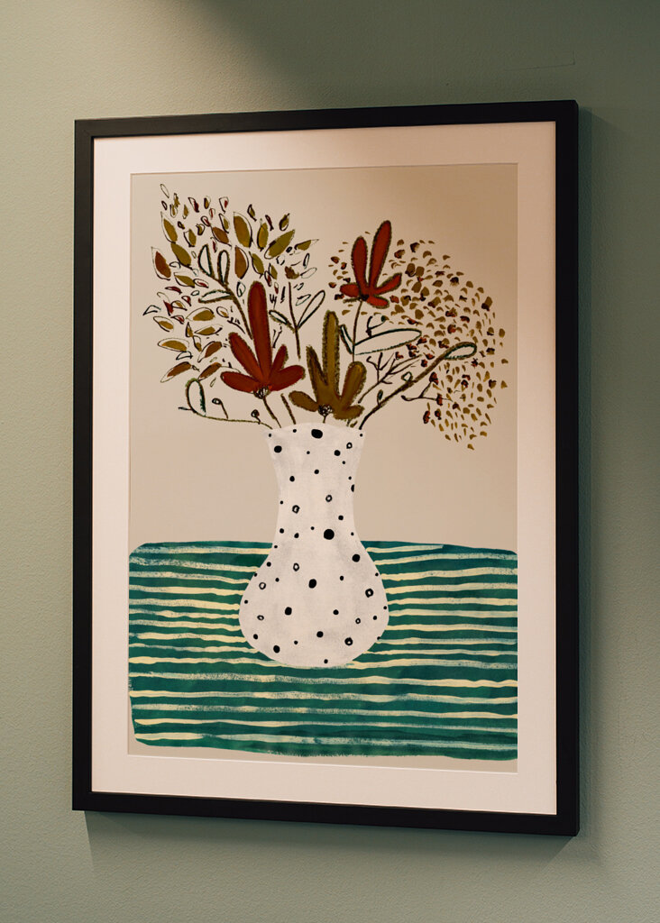 Potted Blooms Dotted Vase