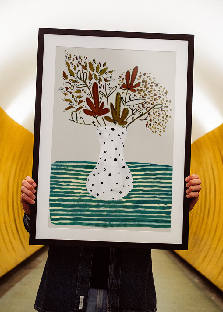 Potted Blooms Dotted Vase