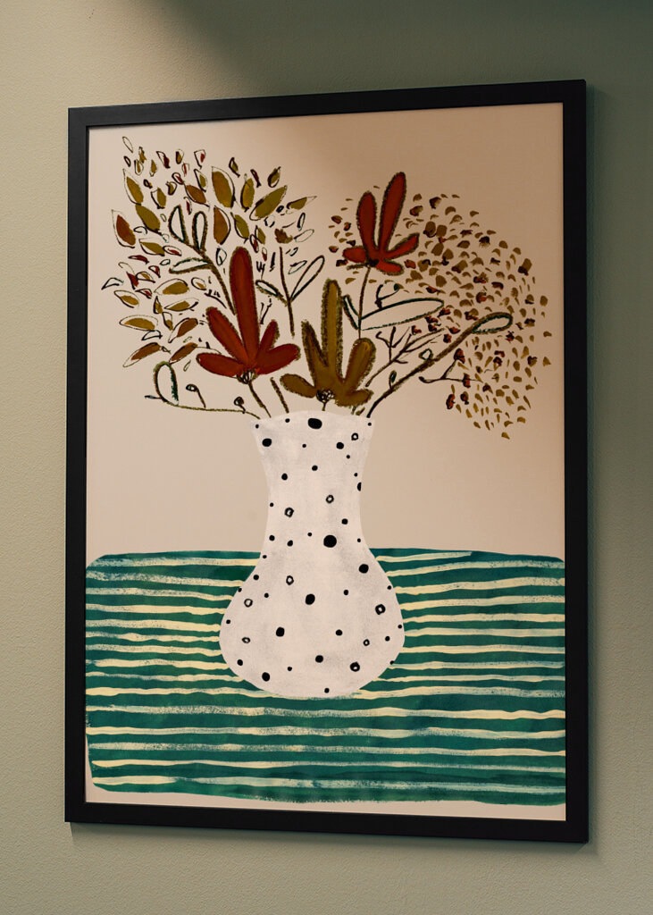 Potted Blooms Dotted Vase