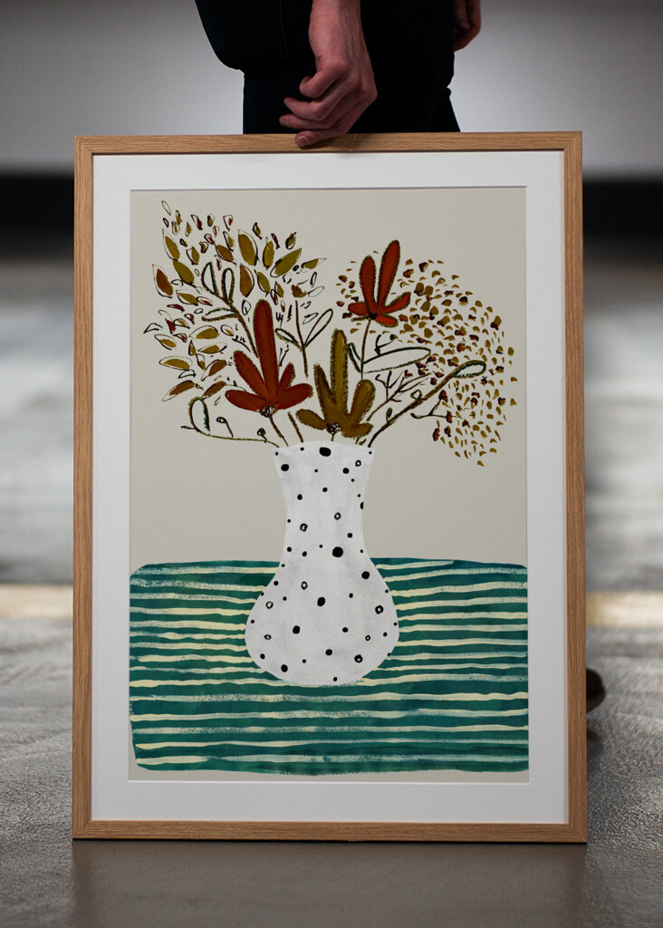 Potted Blooms Dotted Vase