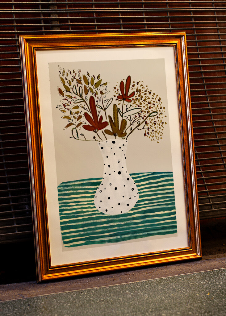 Potted Blooms Dotted Vase