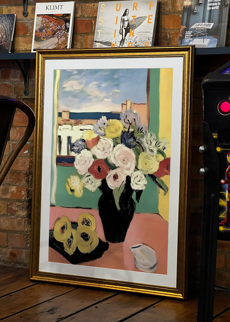 Floral Arrangement In A Black Vase