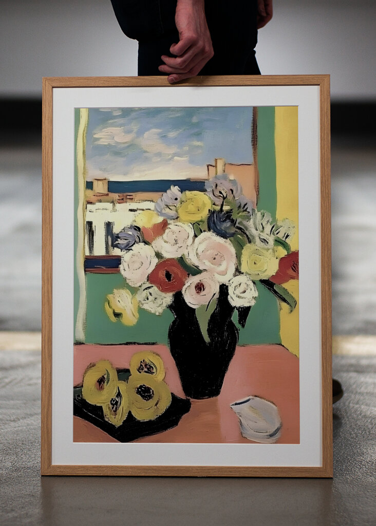 Floral Arrangement In A Black Vase