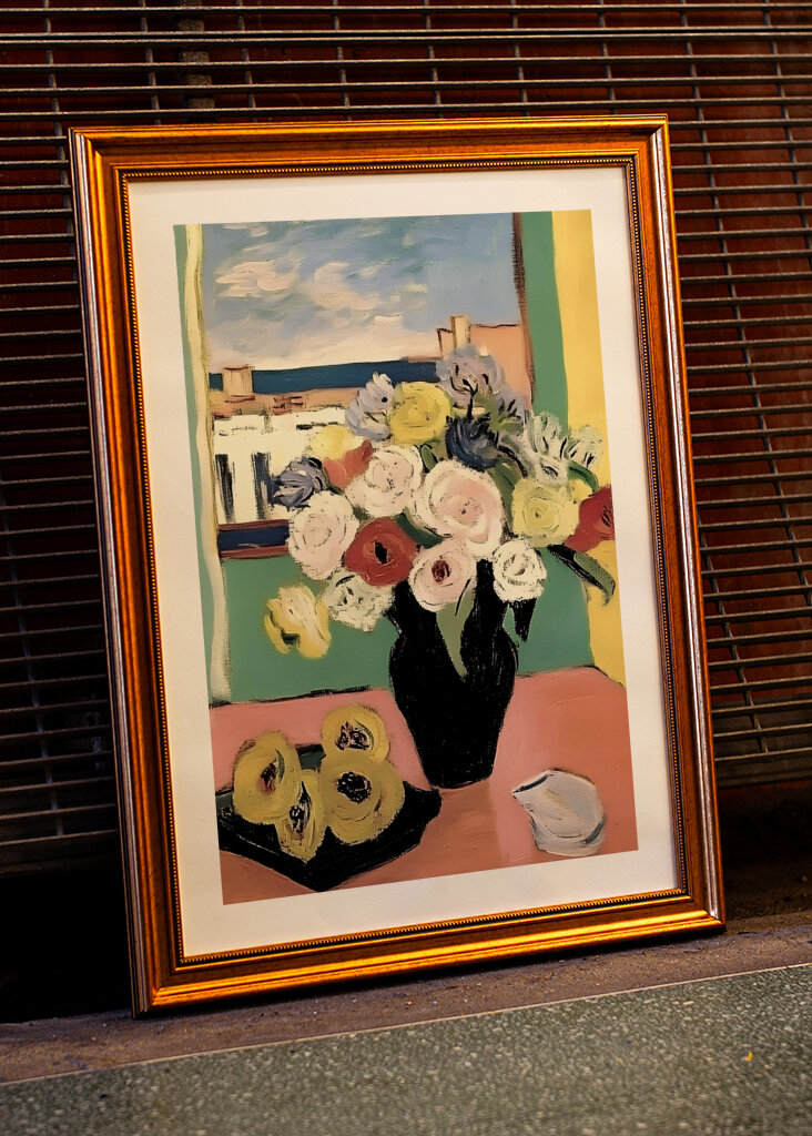 Floral Arrangement In A Black Vase