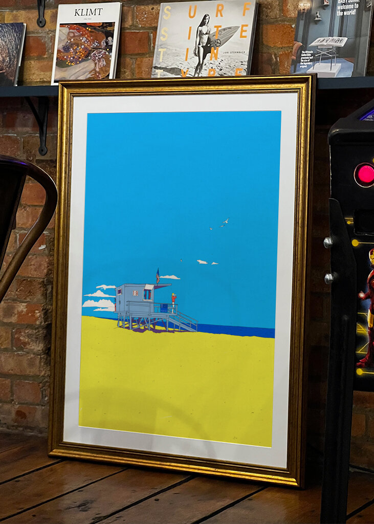 Colorful Beach Scene with a Lifeguard