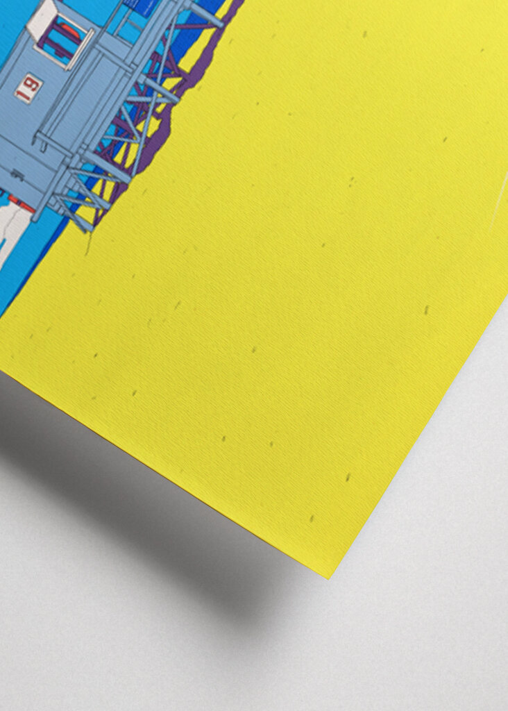 Colorful Beach Scene with a Lifeguard