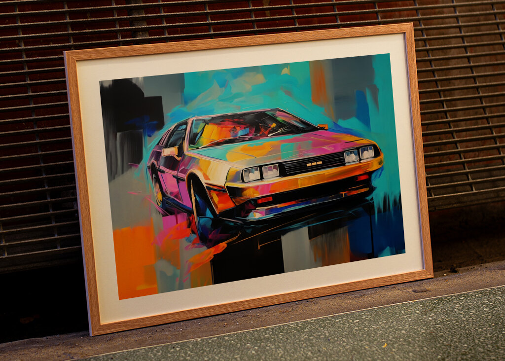 DeLorean in a Dynamic Colorful Style