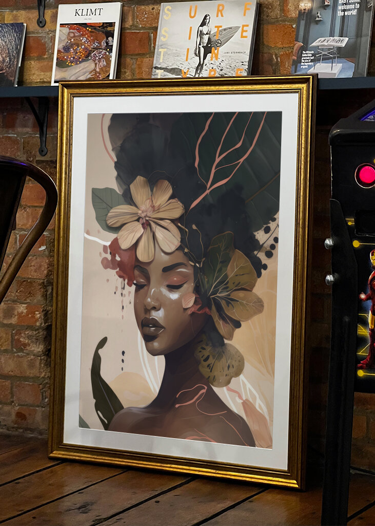 Woman Face Portrait with Floral Elements