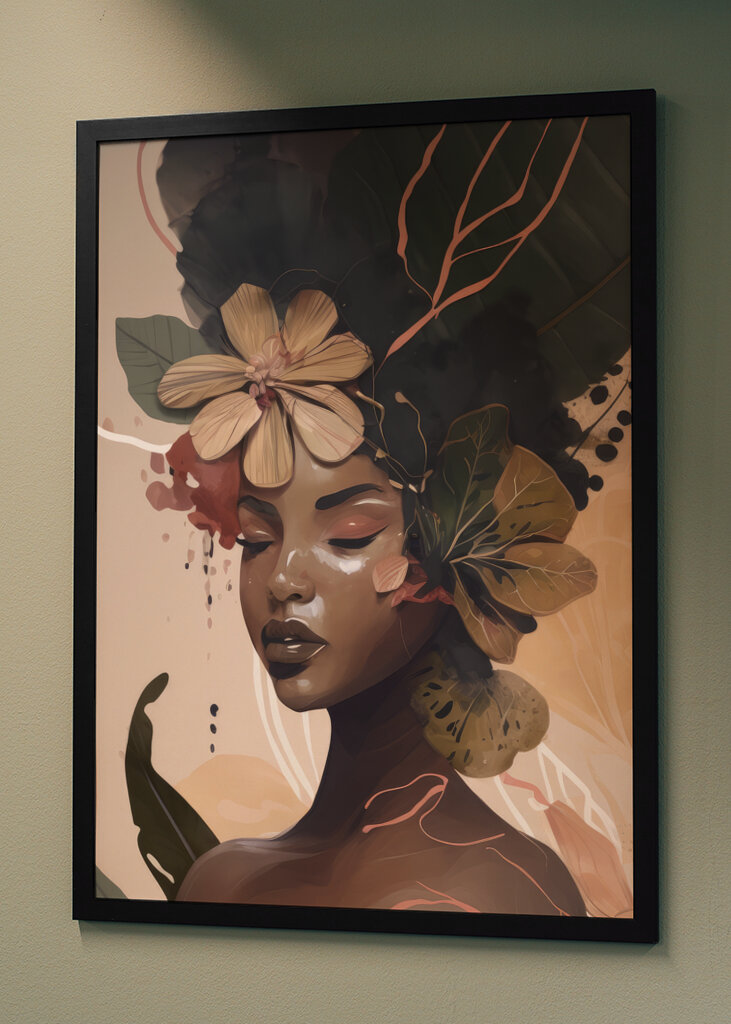 Woman Face Portrait with Floral Elements