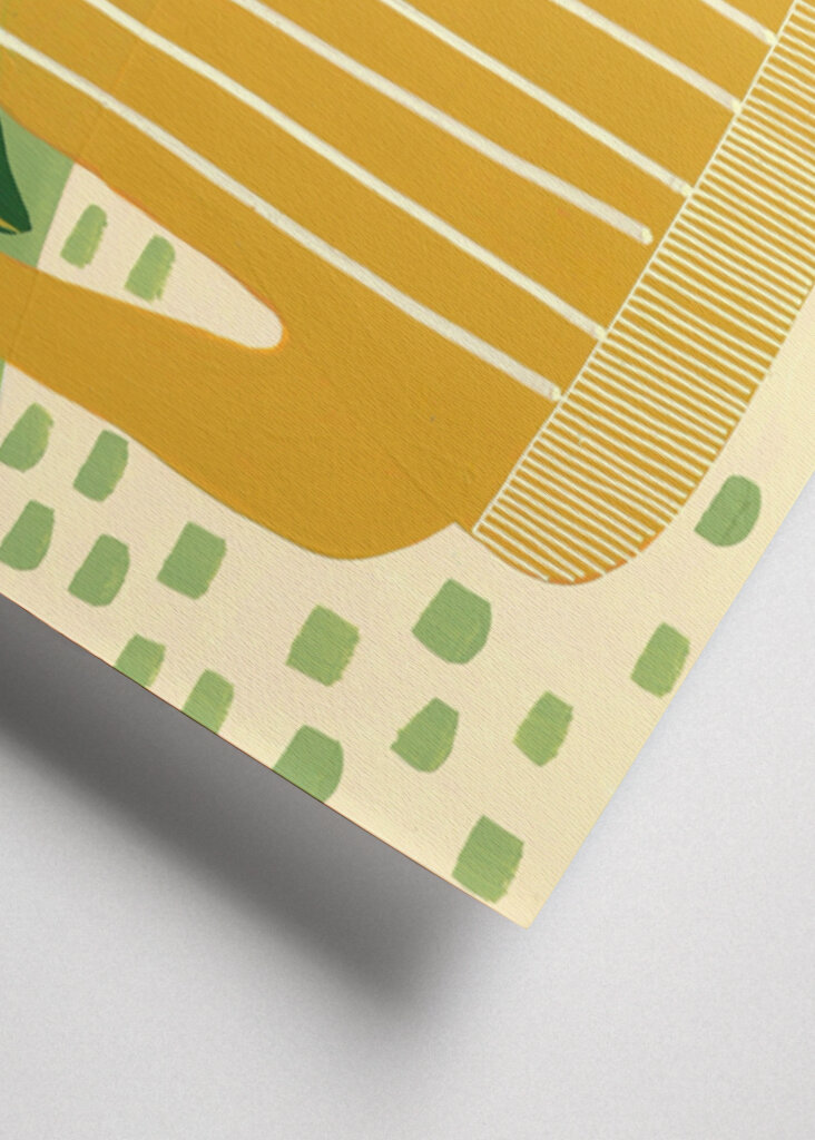 Pink Flowers In A Striped Yellow Teapot