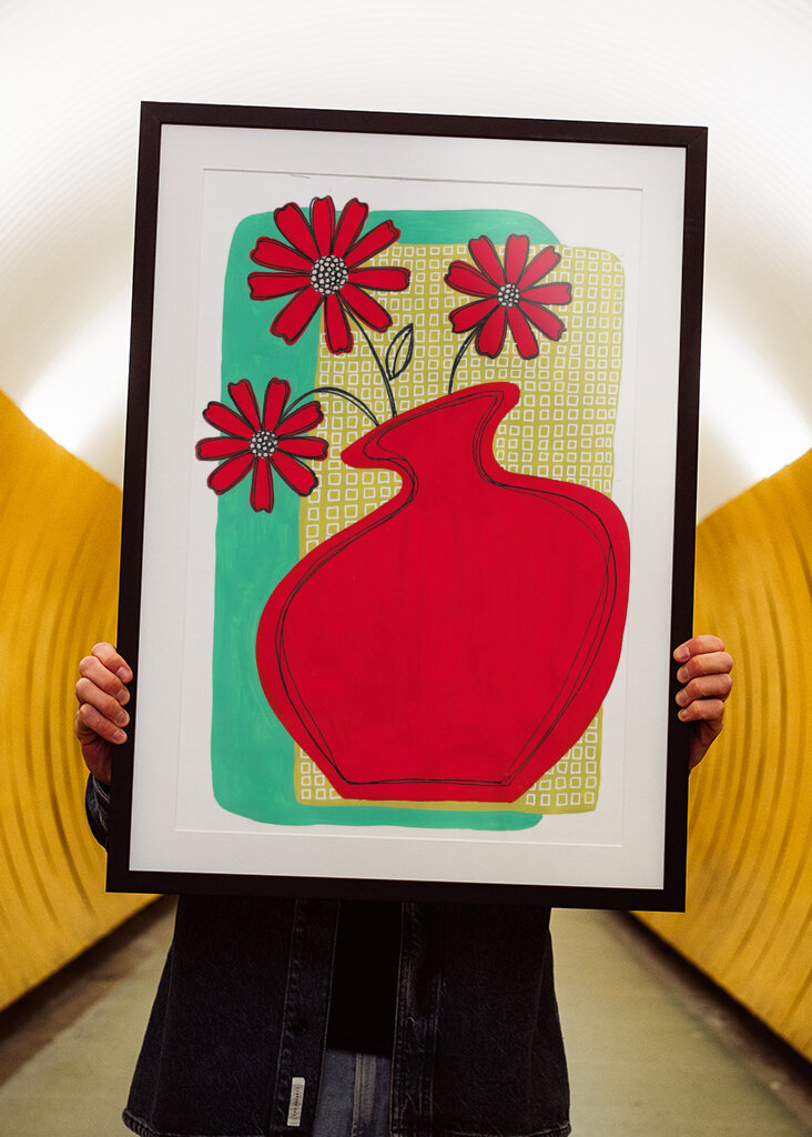 Vibrant Red Vase Blossoms