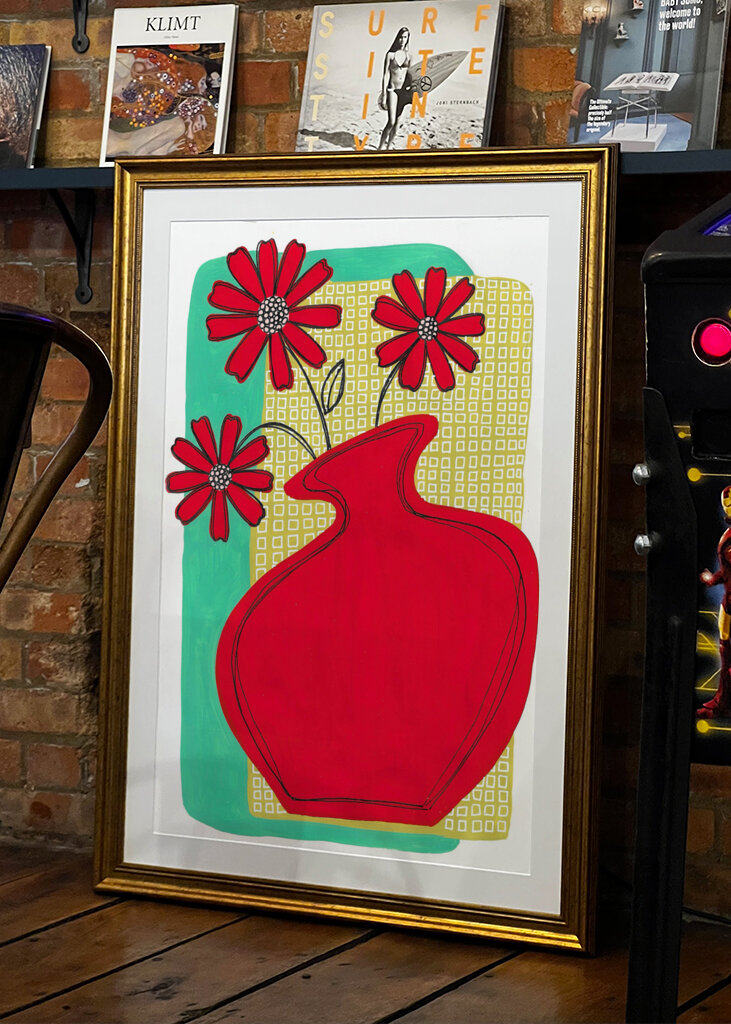 Vibrant Red Vase Blossoms