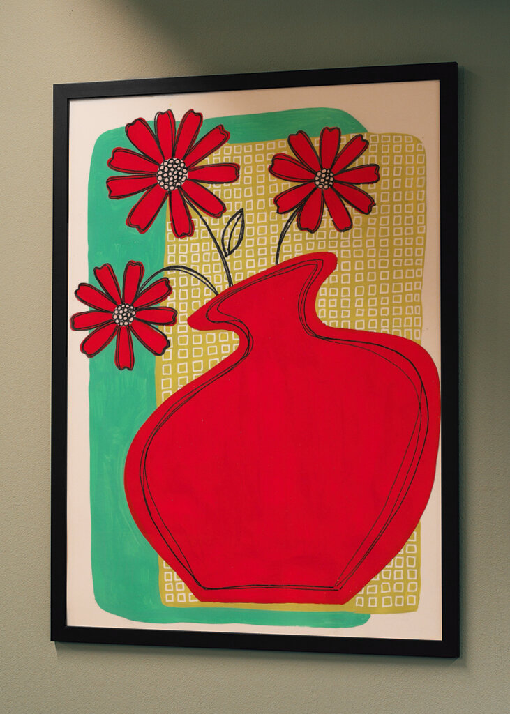 Vibrant Red Vase Blossoms