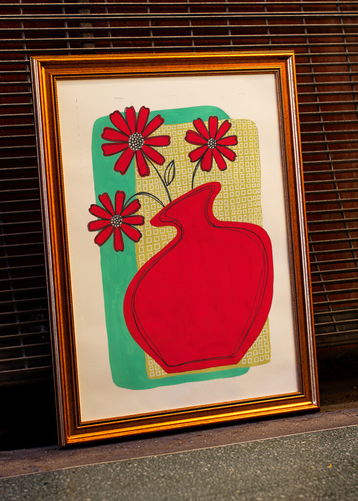 Vibrant Red Vase Blossoms