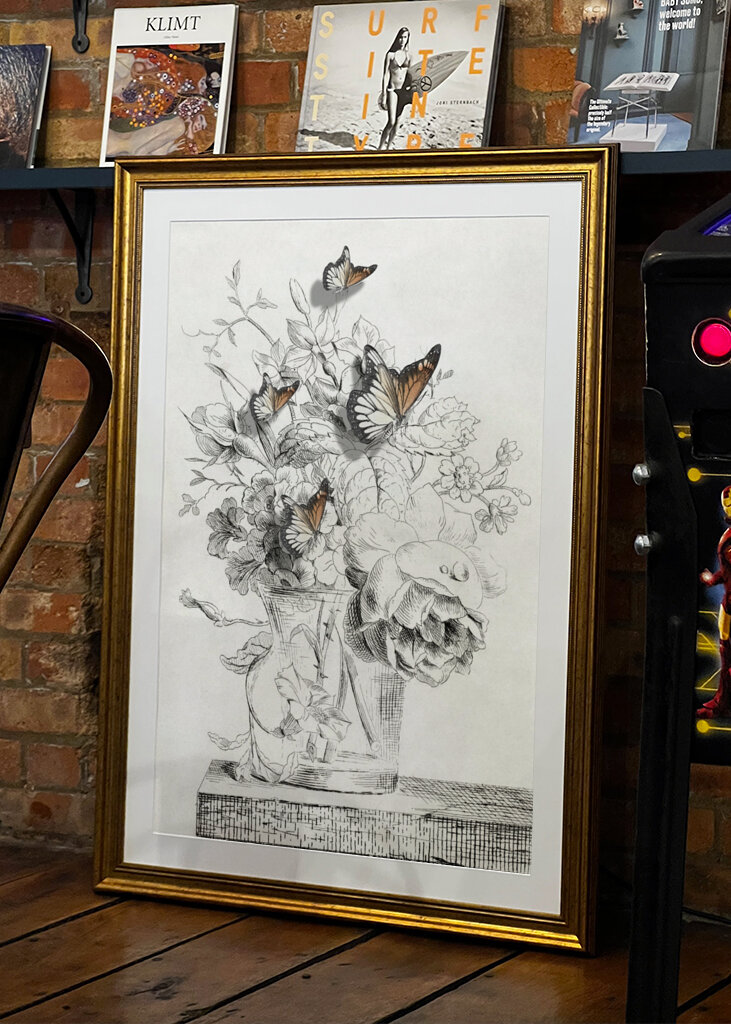 The Butterflies &amp; The Vase With Flowers