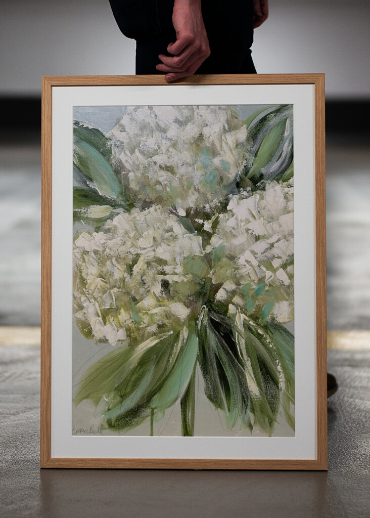 White Hydrangeas with Lush Green Leaves