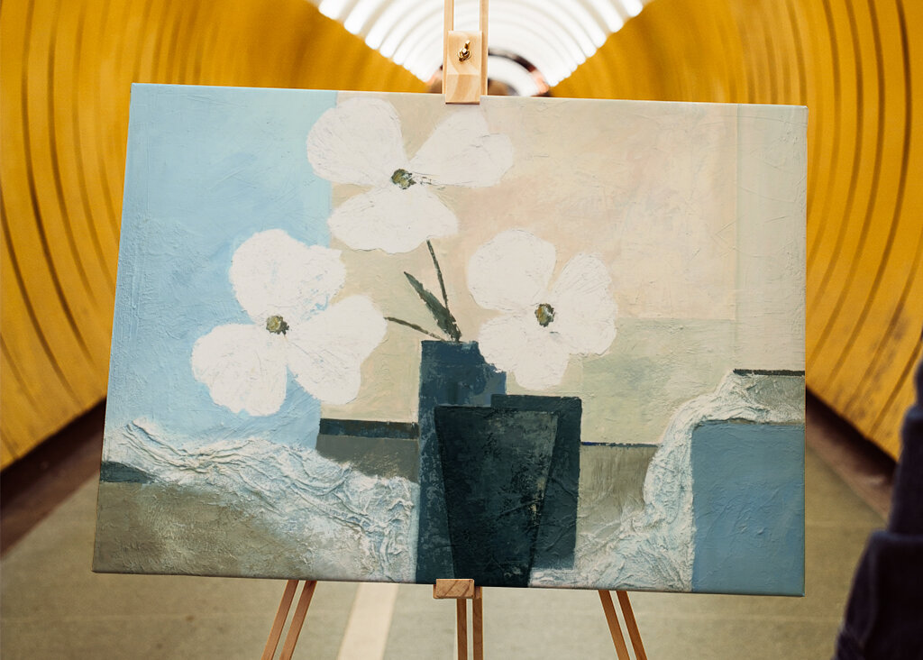 White Flowers in a Dark Vase