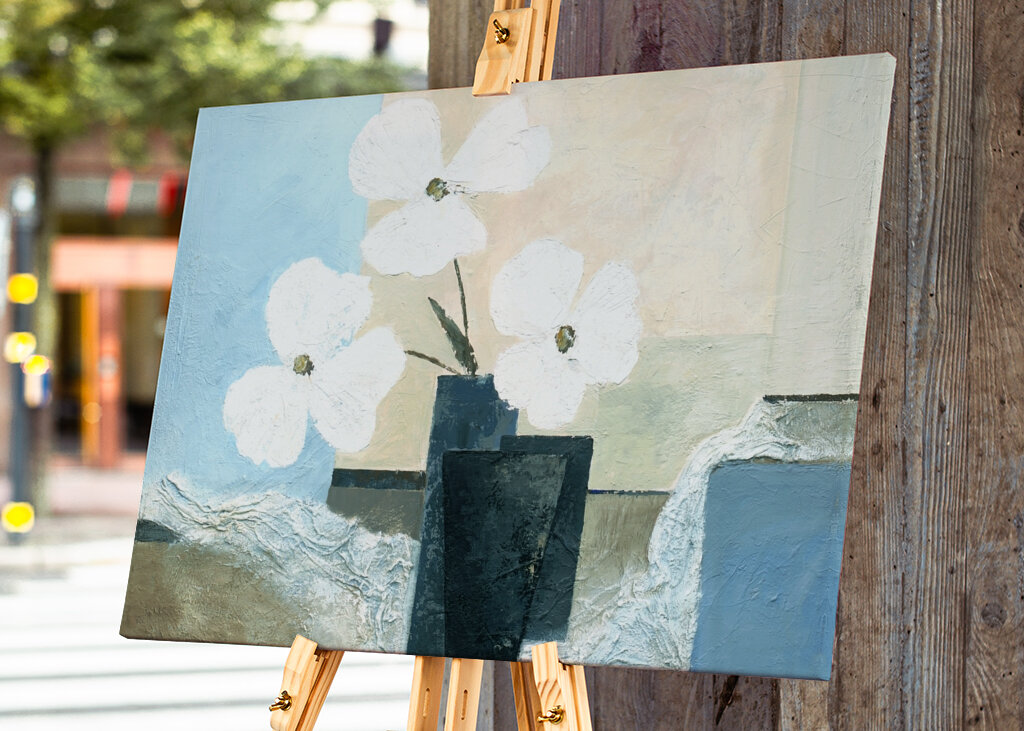 White Flowers in a Dark Vase