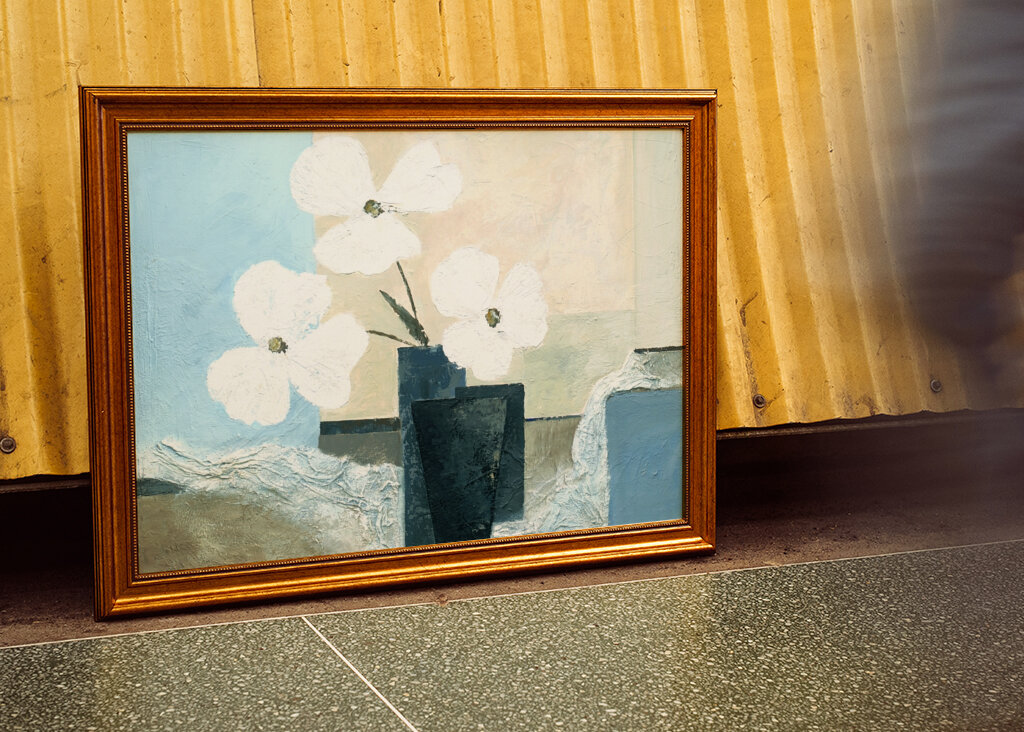 White Flowers in a Dark Vase
