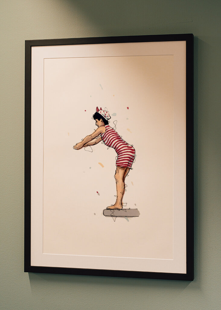 Vintage Style Woman Poised To Dive