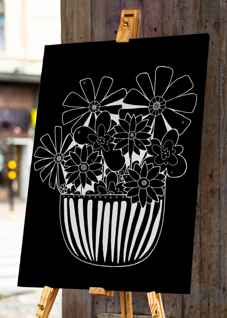 Graphic White Pot Plant