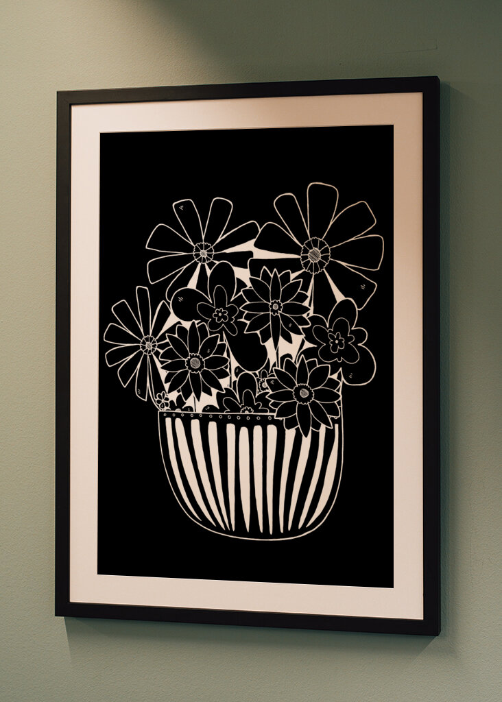 Graphic White Pot Plant