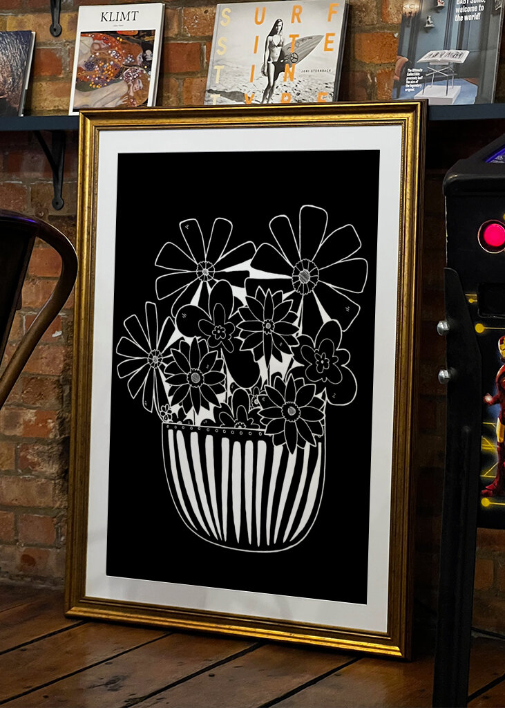 Graphic White Pot Plant