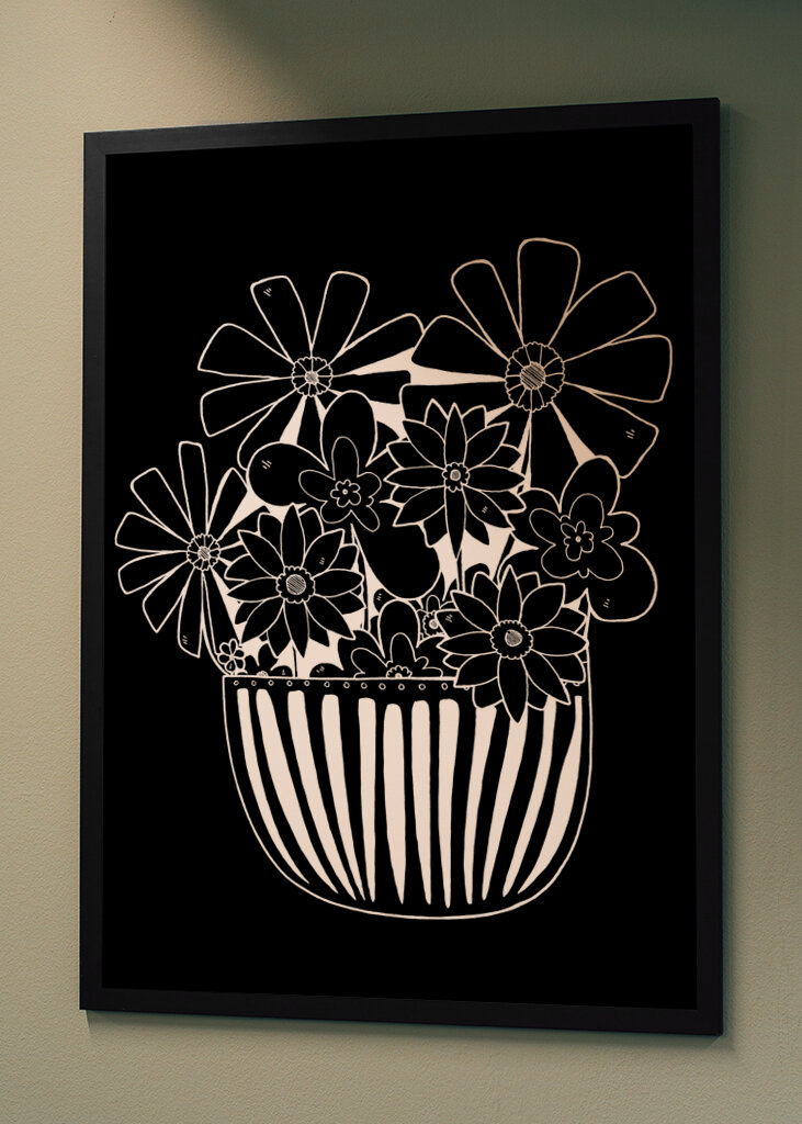 Graphic White Pot Plant