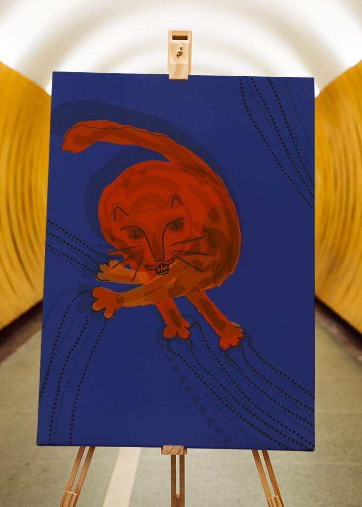 Playful Crimson Feline