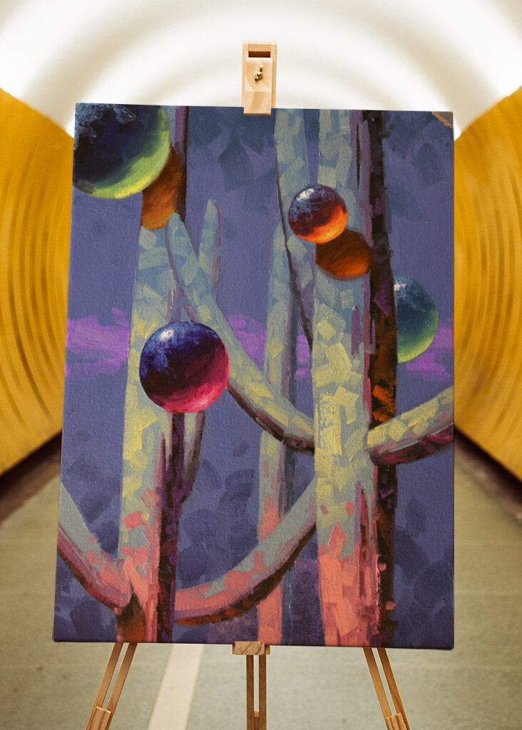 Vibrant Cacti under a Night Sky