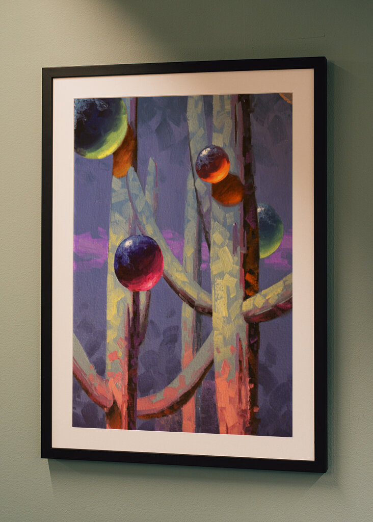 Vibrant Cacti under a Night Sky