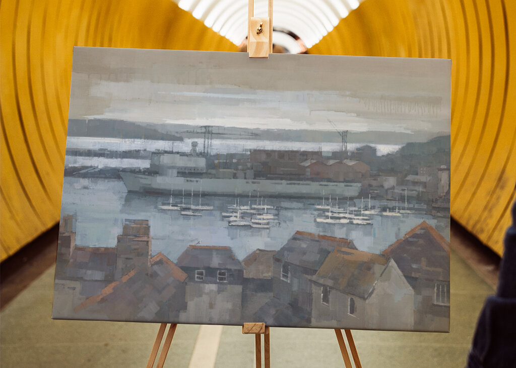 Harbor Scene With Boats And Rooftops
