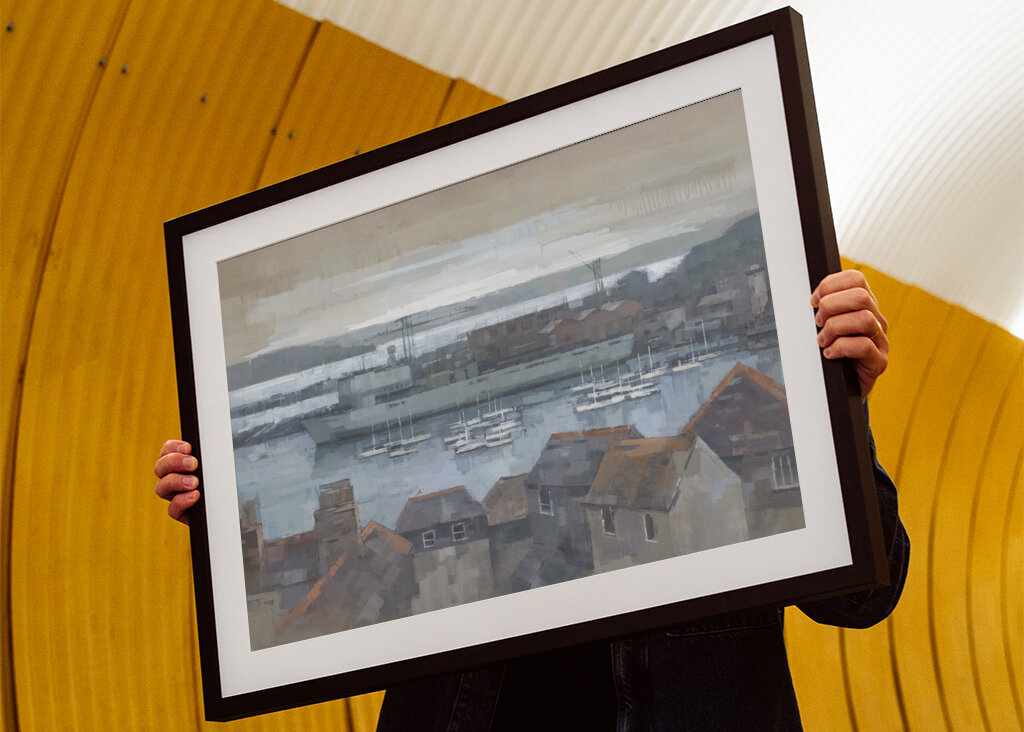 Harbor Scene With Boats And Rooftops