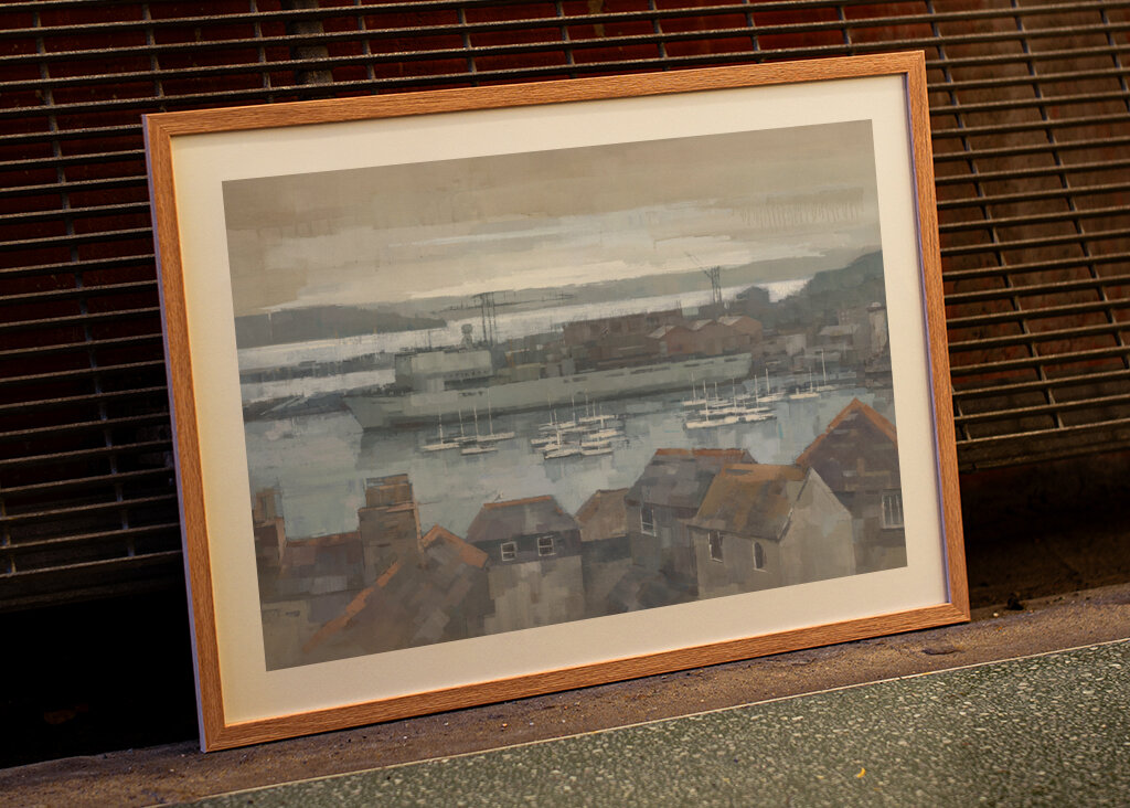 Harbor Scene With Boats And Rooftops