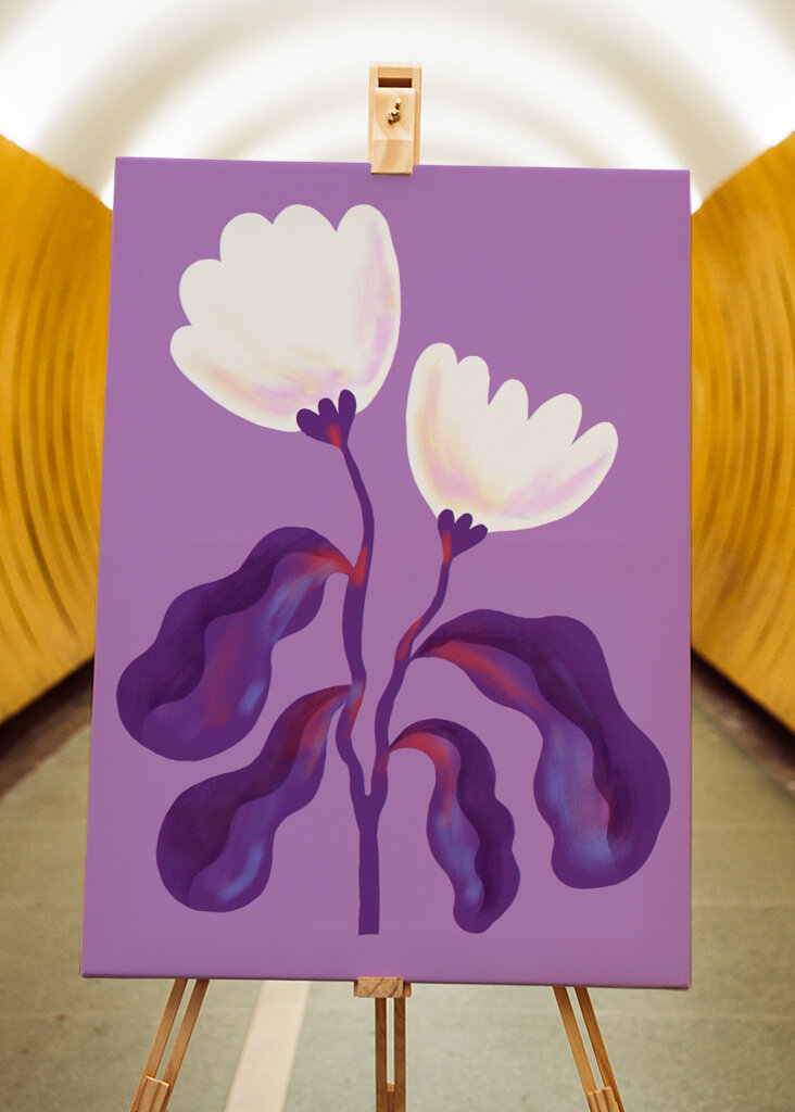 White Flowers and Violet Leaves