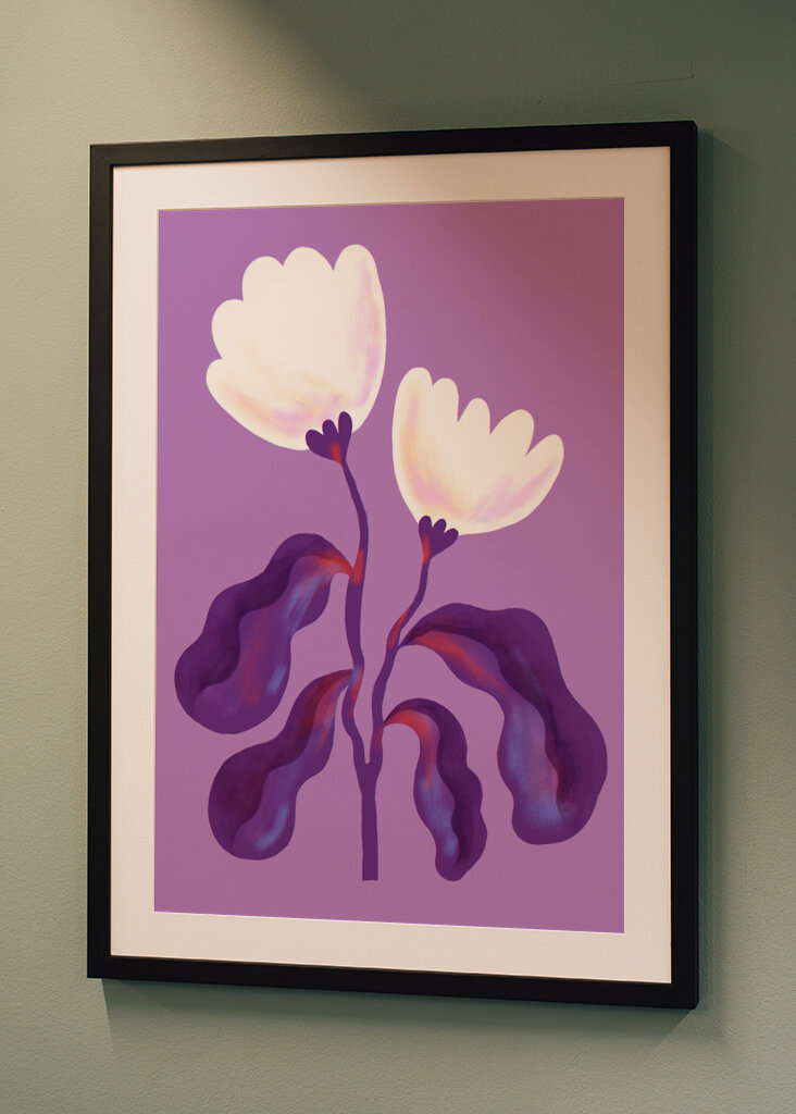 White Flowers and Violet Leaves