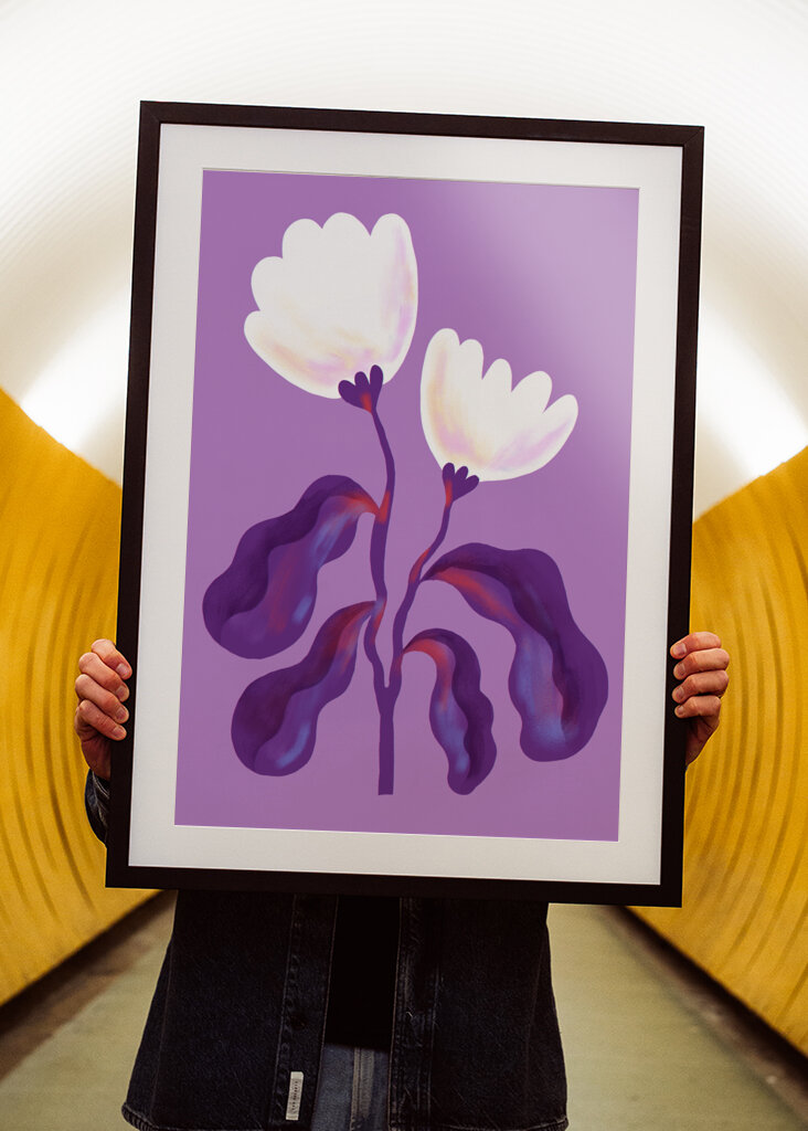 White Flowers and Violet Leaves