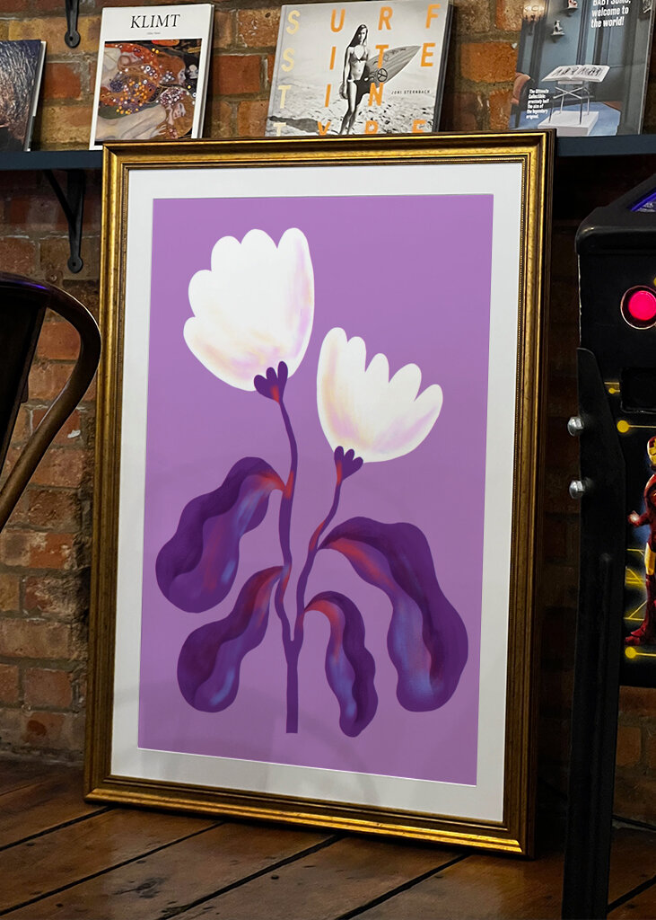 White Flowers and Violet Leaves