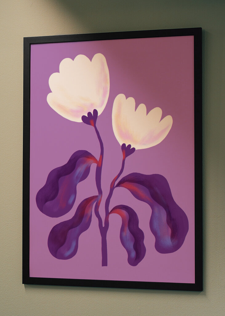 White Flowers and Violet Leaves