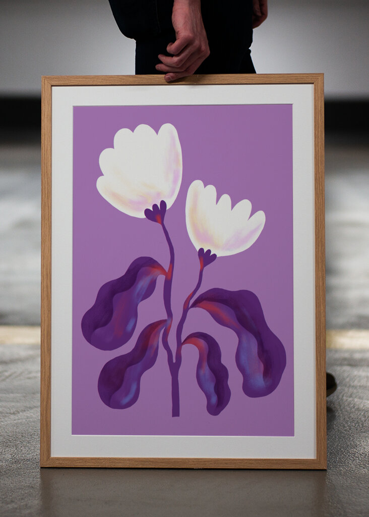 White Flowers and Violet Leaves