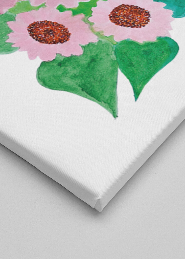 Pink Sunflower with Green Leaves