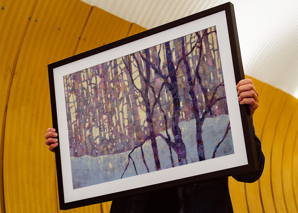 Winter Landscape with Birch Trees and Snow