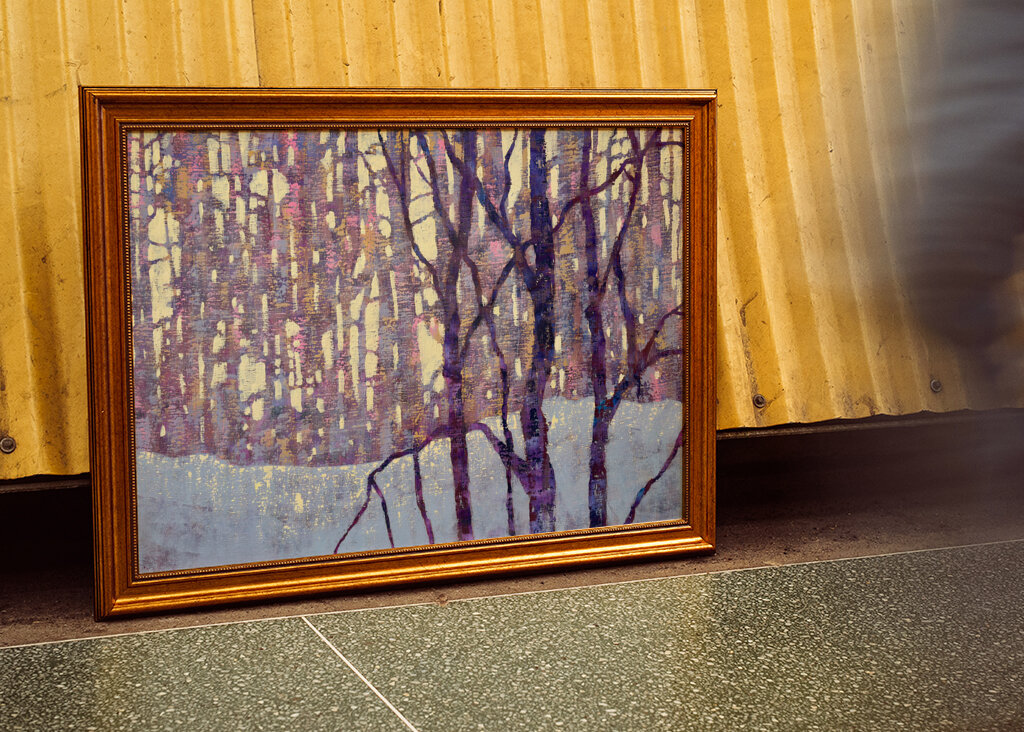 Winter Landscape with Birch Trees and Snow