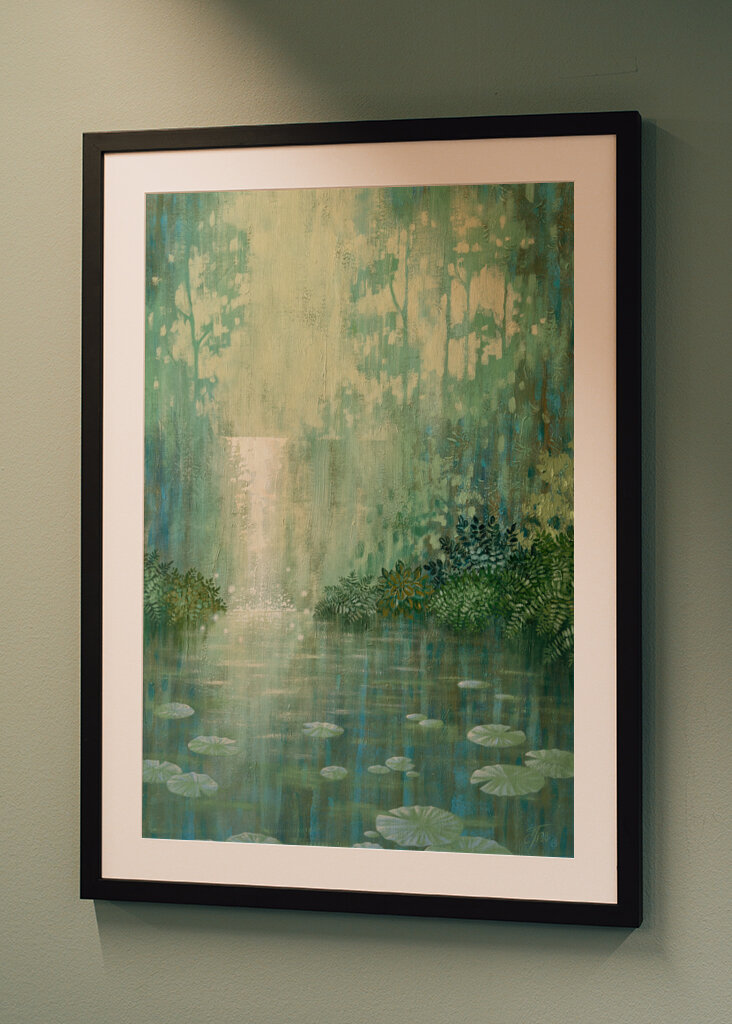 Mysterious Waterfall And Waterlily Pond