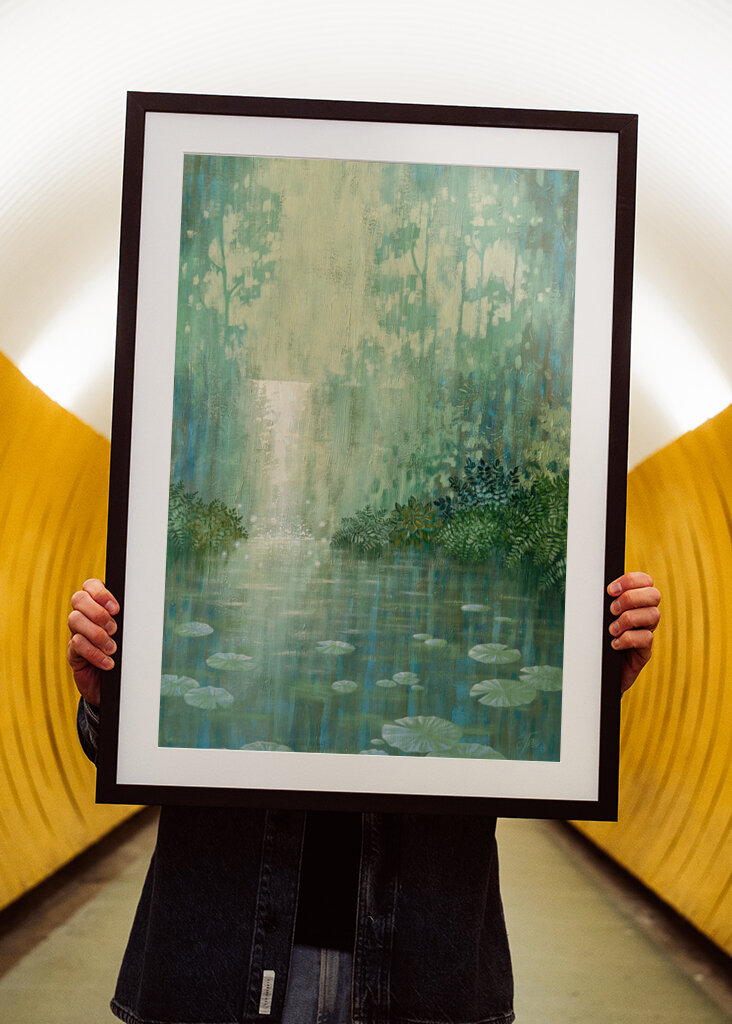 Mysterious Waterfall And Waterlily Pond