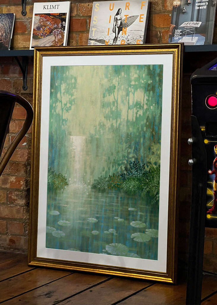 Mysterious Waterfall And Waterlily Pond