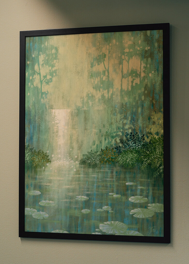 Mysterious Waterfall And Waterlily Pond