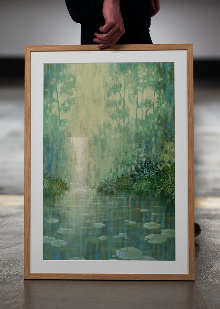 Mysterious Waterfall And Waterlily Pond